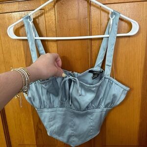 NWT Baby blue satin crop top